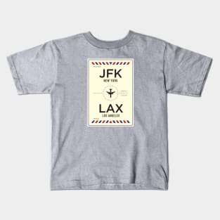 JFK to LAX Airport / New York to Los Angeles Kids T-Shirt